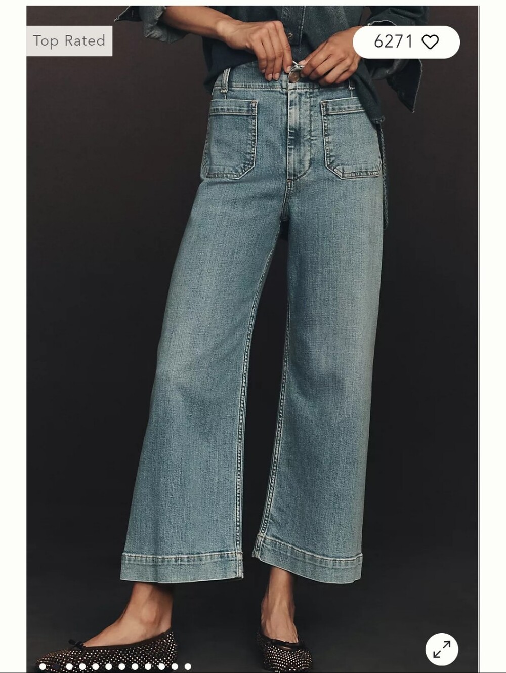 Maeve Colette High-Rise Wide-Leg Cropped Jeans Sz 28